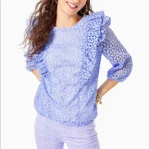 NWT Lilly Pulitzer Eyelet Top Periwinkle Purple Petite Sand Dollar Eyelet M